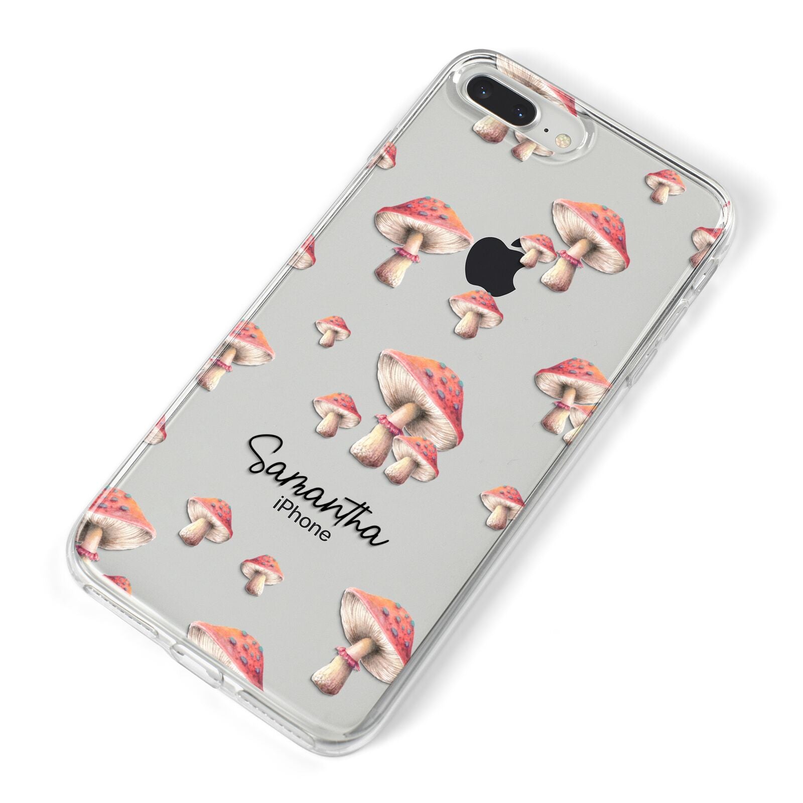 Mushroom Illustrations with Name iPhone 8 Plus Bumper Case on Silver iPhone Alternative Image