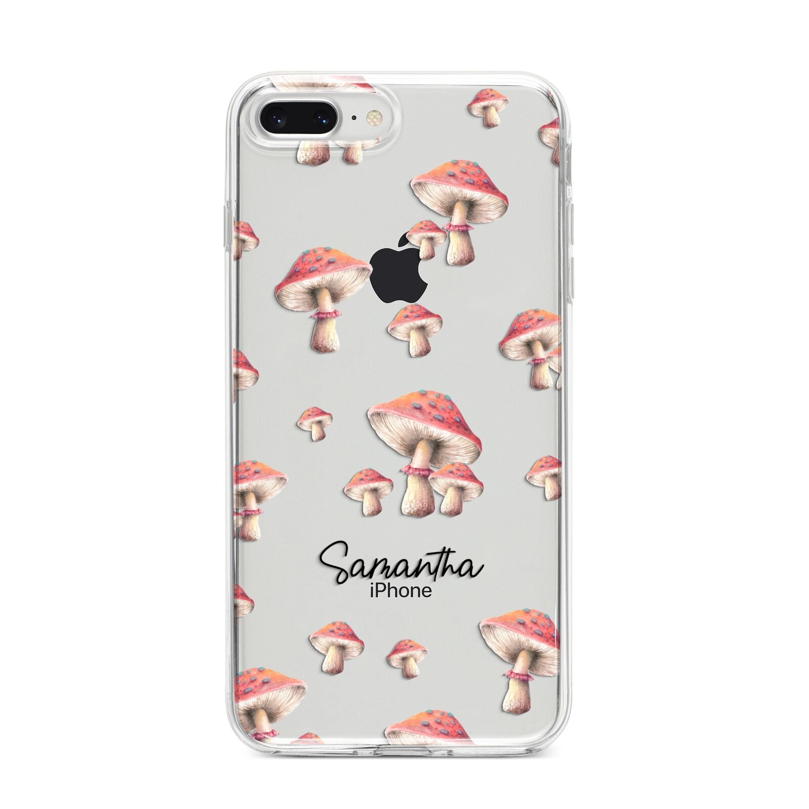 Mushroom Illustrations with Name iPhone 8 Plus Bumper Case on Silver iPhone