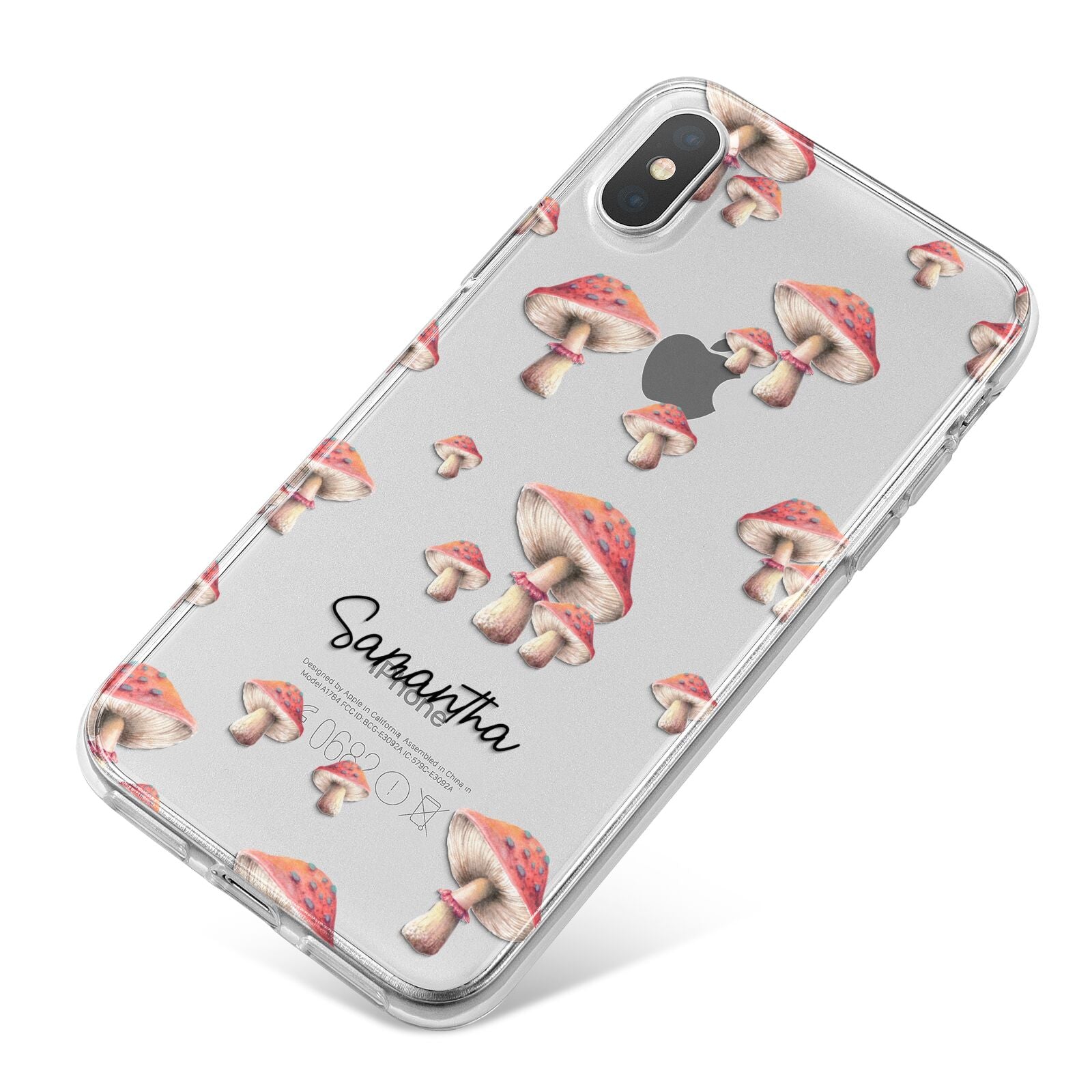 Mushroom Illustrations with Name iPhone X Bumper Case on Silver iPhone