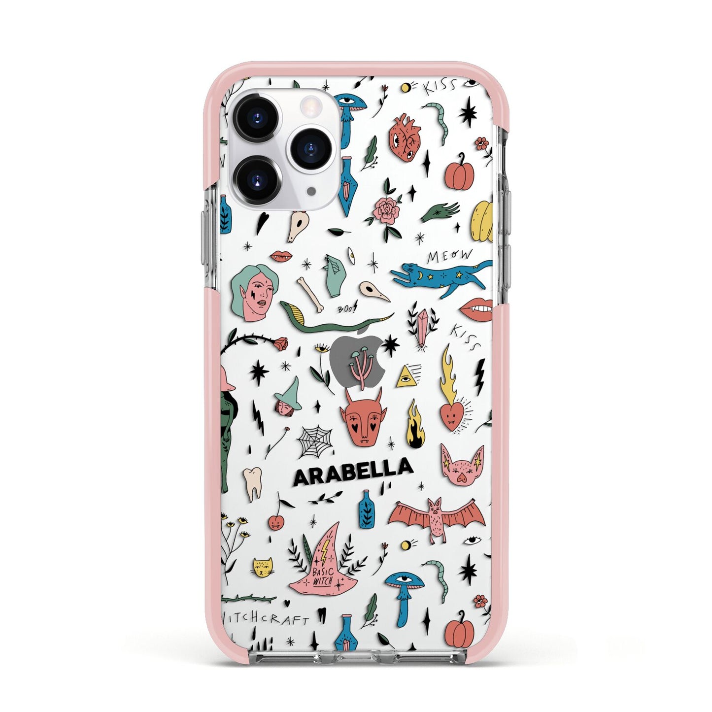 Mystical Magic Personalised Apple iPhone 11 Pro in Silver with Pink Impact Case