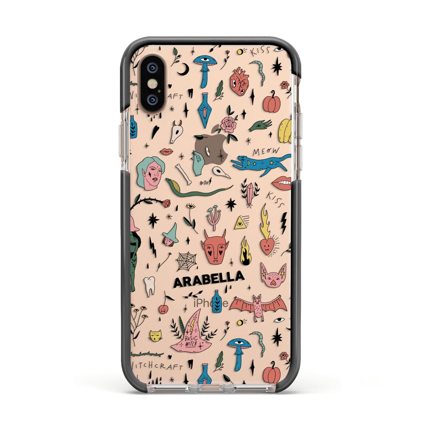 Mystical Magic Personalised Apple iPhone Xs Impact Case Black Edge on Gold Phone