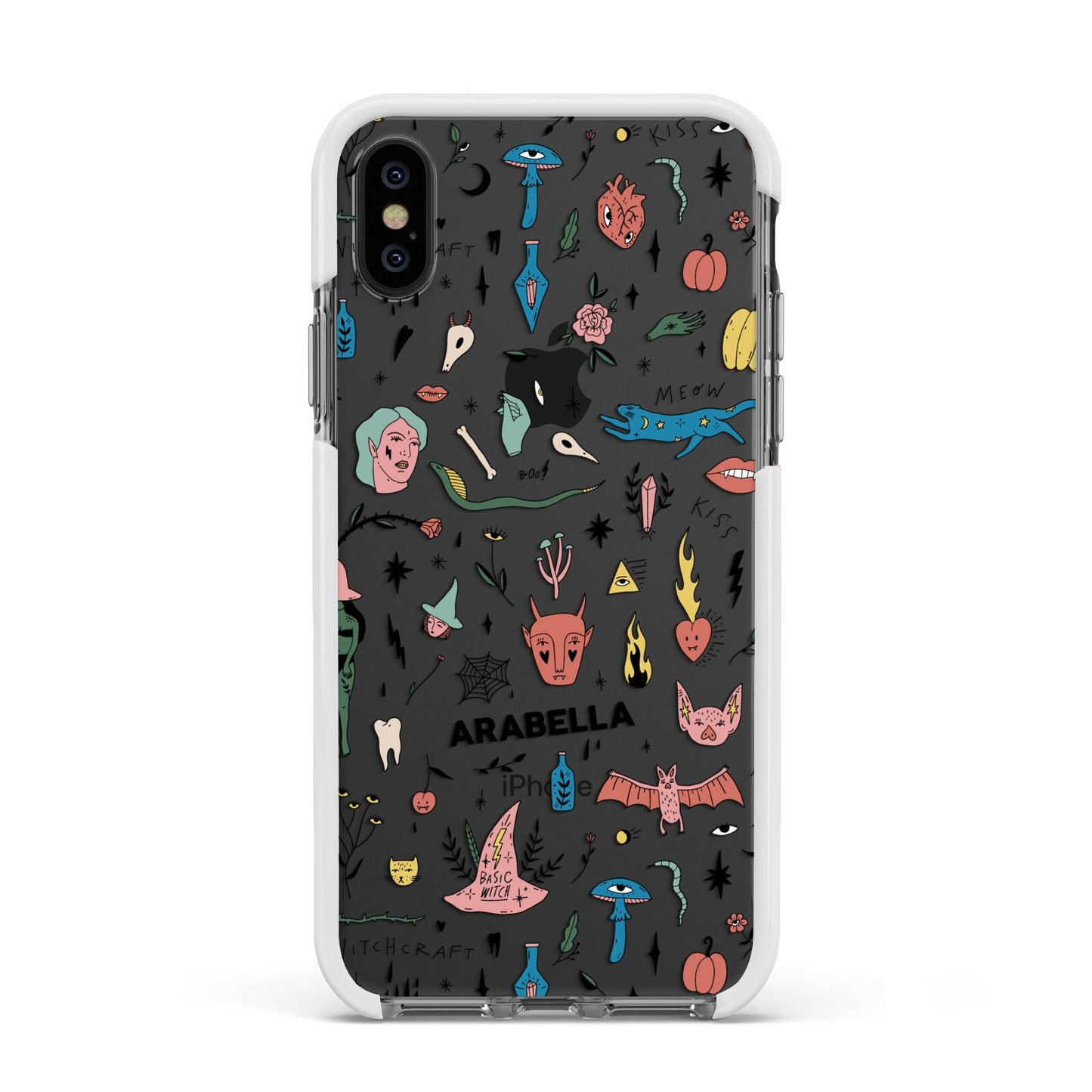 Mystical Magic Personalised Apple iPhone Xs Impact Case White Edge on Black Phone
