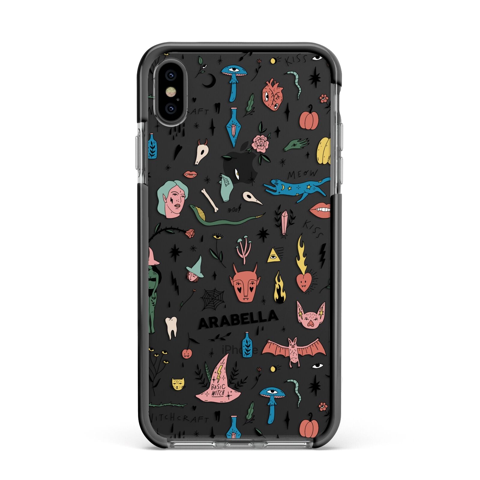 Mystical Magic Personalised Apple iPhone Xs Max Impact Case Black Edge on Black Phone