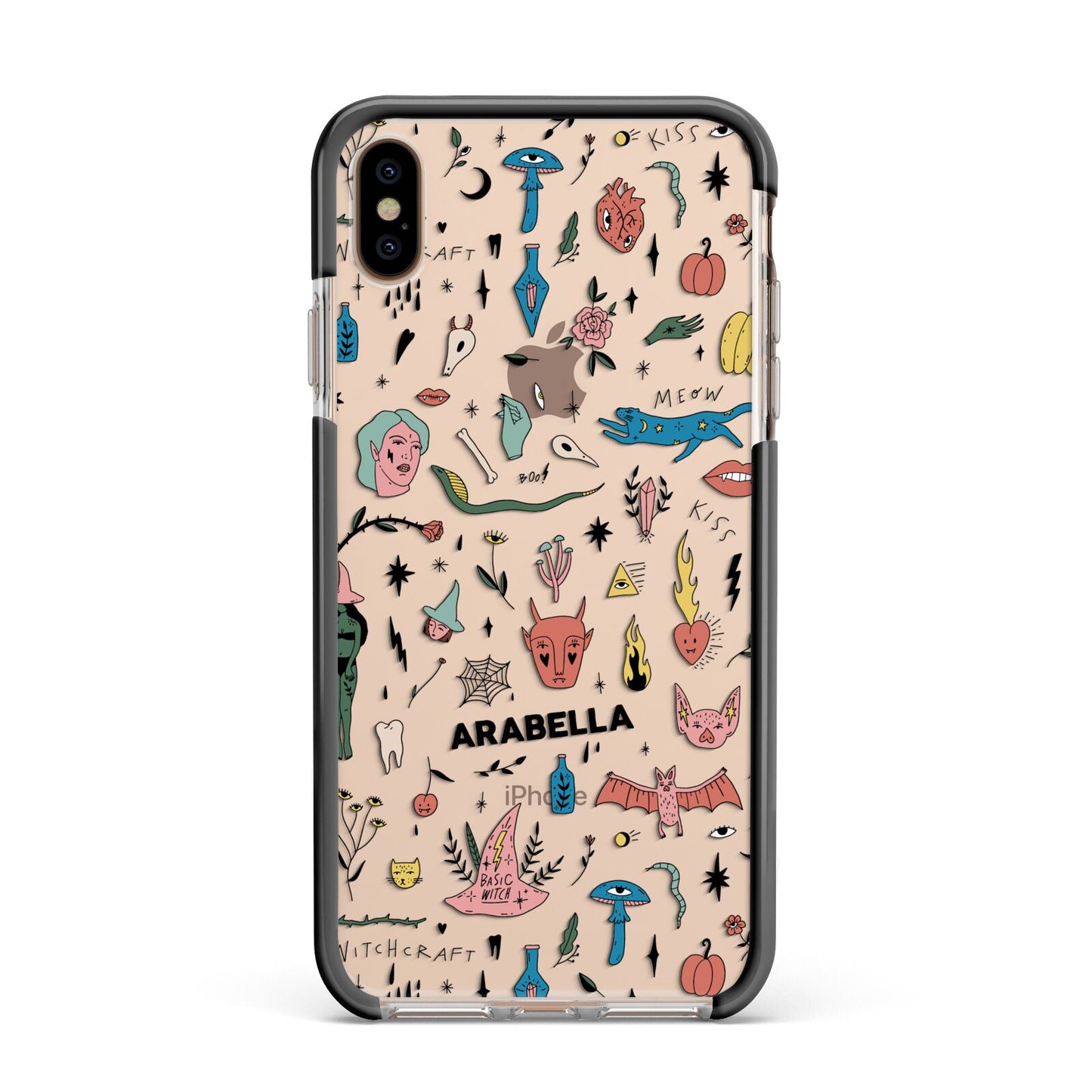 Mystical Magic Personalised Apple iPhone Xs Max Impact Case Black Edge on Gold Phone
