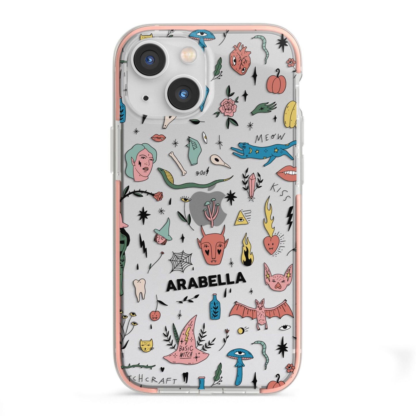 Mystical Magic Personalised iPhone 13 Mini TPU Impact Case with Pink Edges
