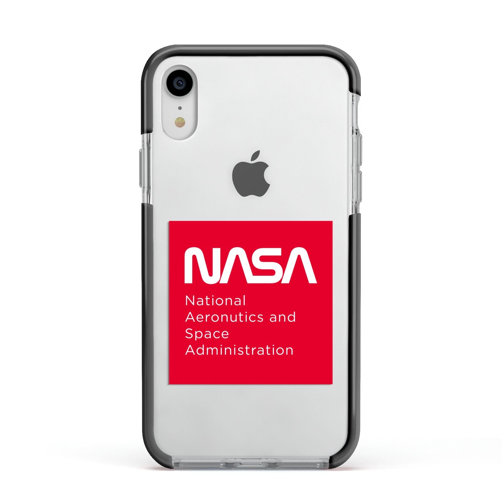 NASA The Worm Box Apple iPhone XR Impact Case Black Edge on Silver Phone