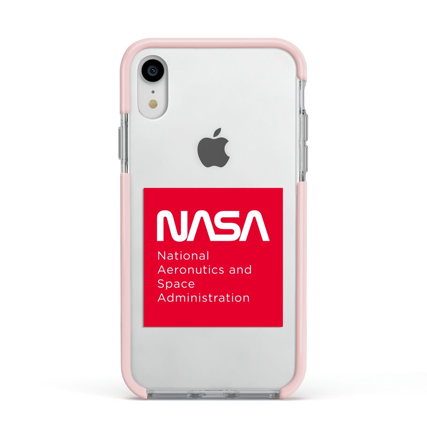 NASA The Worm Box Apple iPhone XR Impact Case Pink Edge on Silver Phone