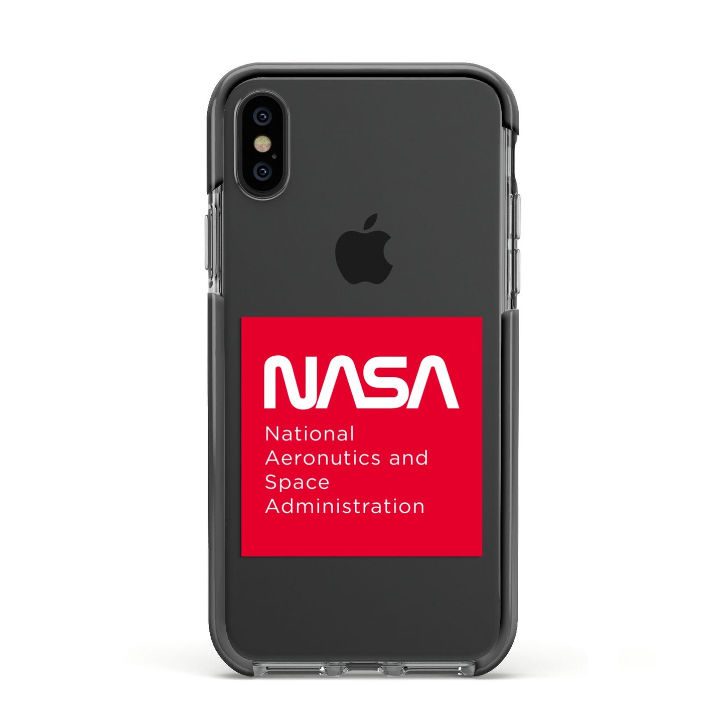 NASA The Worm Box Apple iPhone Xs Impact Case Black Edge on Black Phone