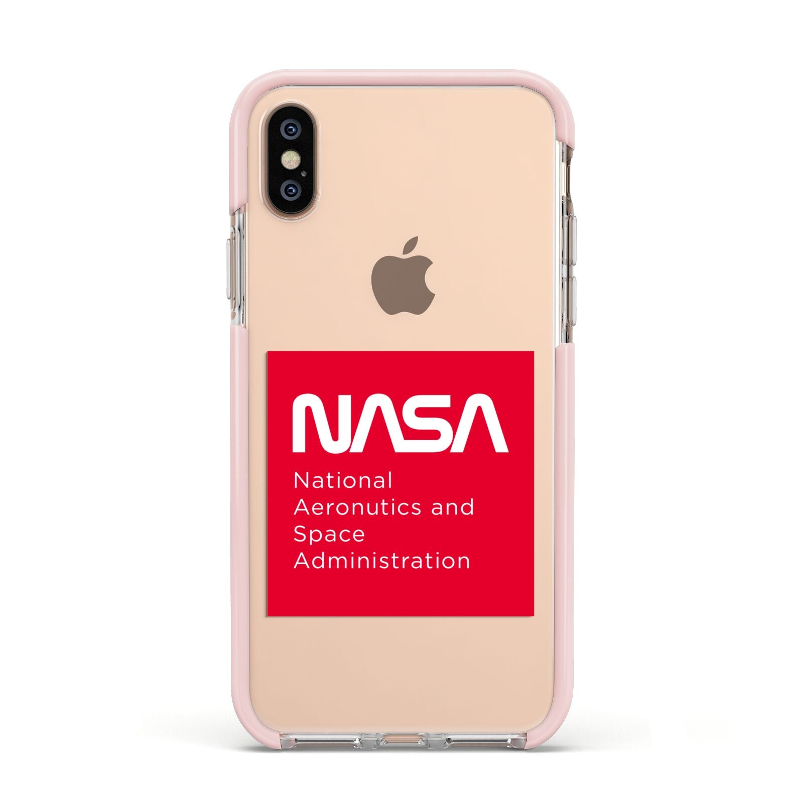 NASA The Worm Box Apple iPhone Xs Impact Case Pink Edge on Gold Phone