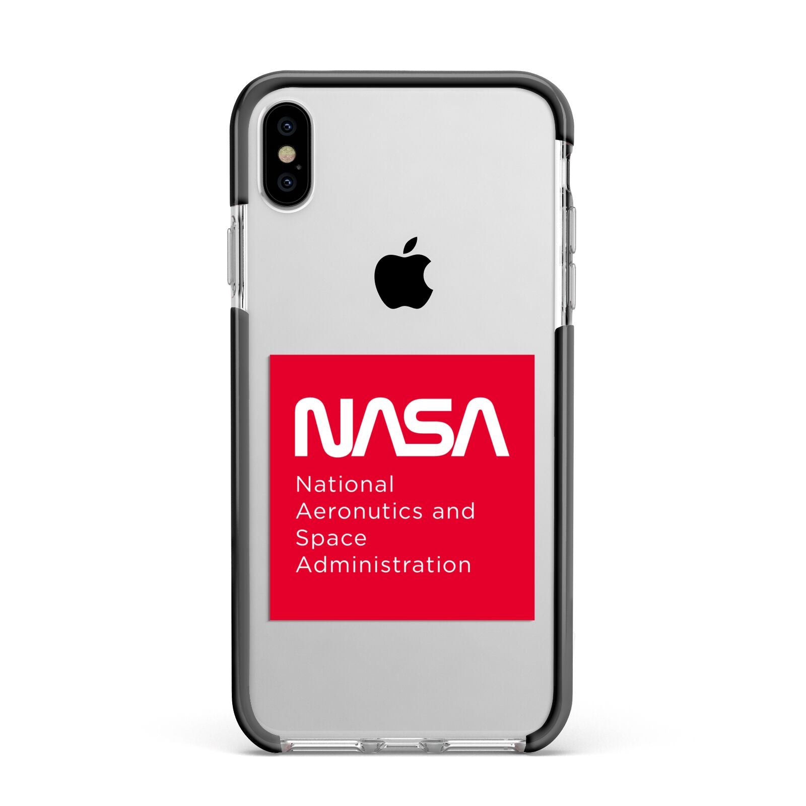 NASA The Worm Box Apple iPhone Xs Max Impact Case Black Edge on Silver Phone