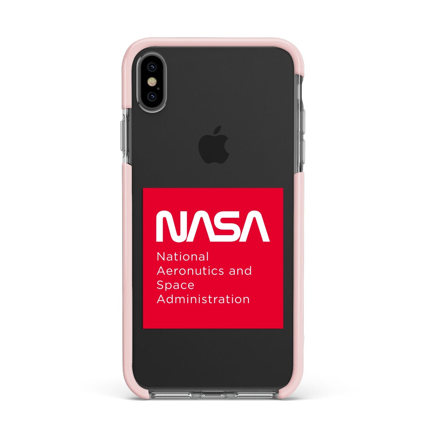 NASA The Worm Box Apple iPhone Xs Max Impact Case Pink Edge on Black Phone