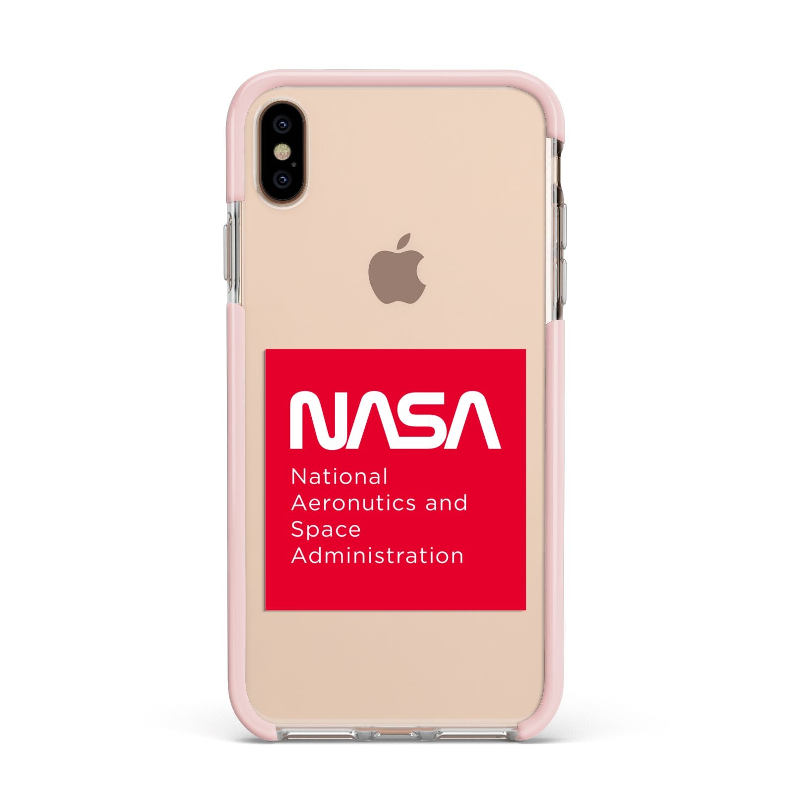 NASA The Worm Box Apple iPhone Xs Max Impact Case Pink Edge on Gold Phone