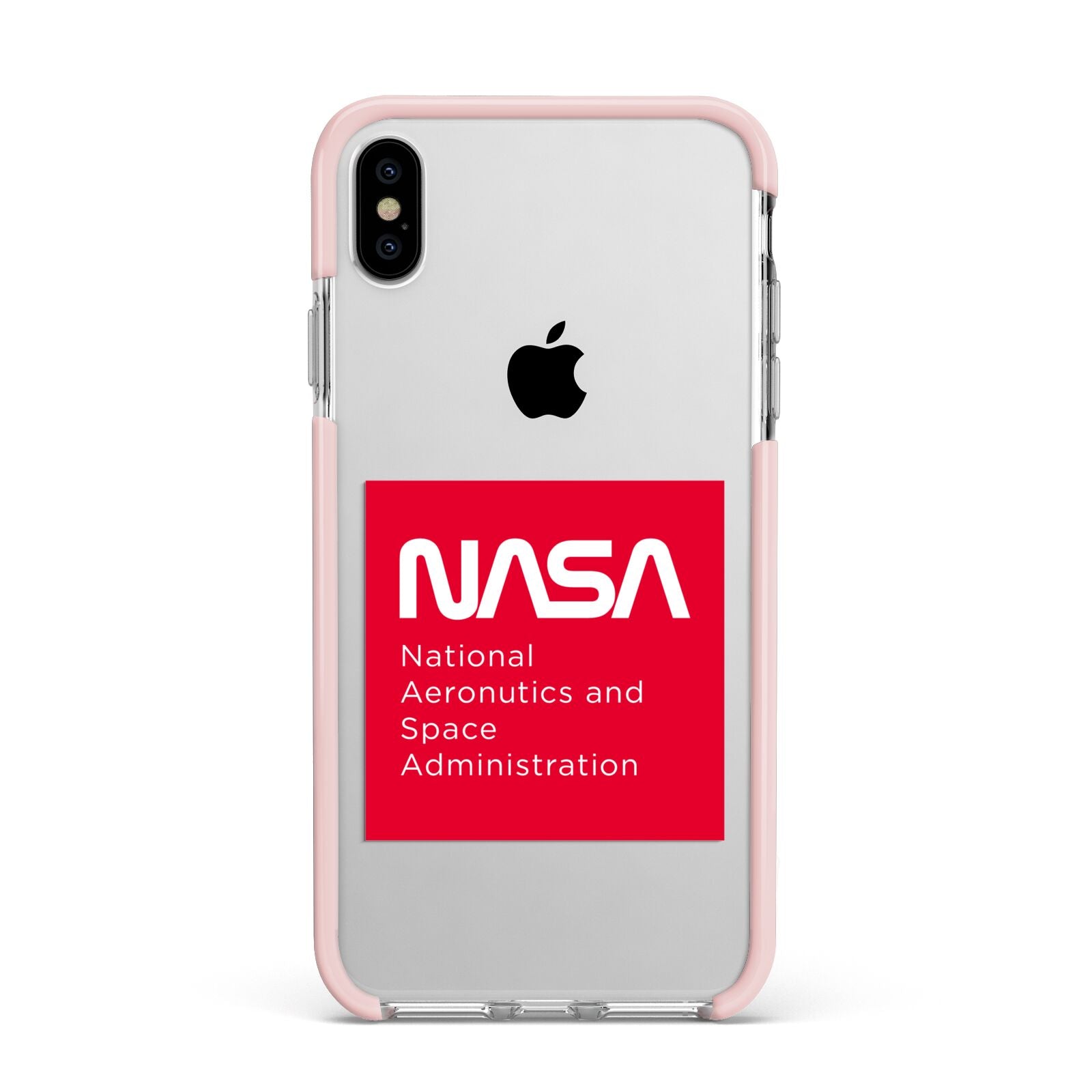 NASA The Worm Box Apple iPhone Xs Max Impact Case Pink Edge on Silver Phone