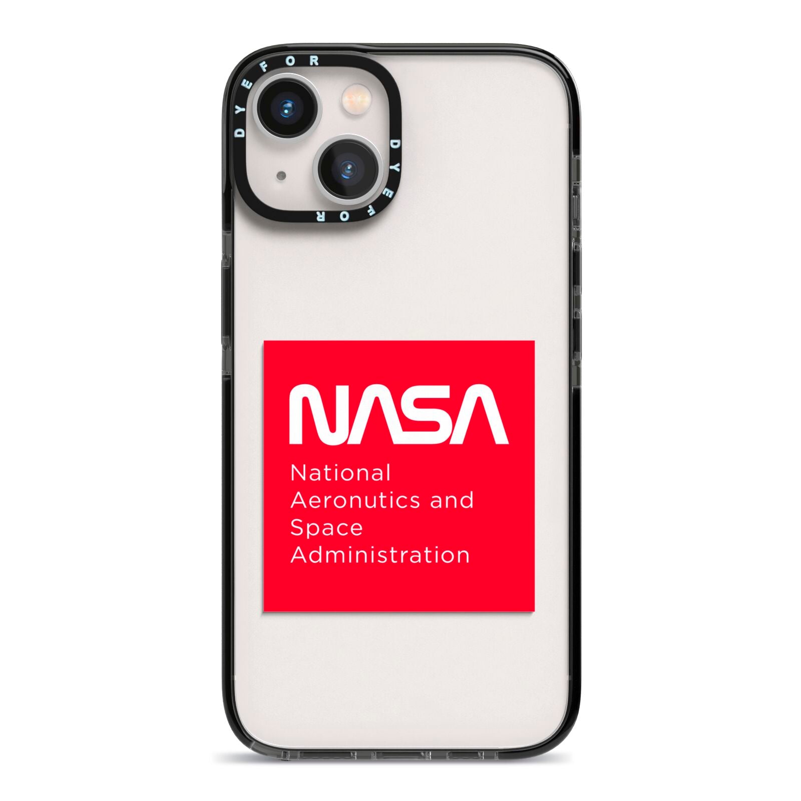 NASA The Worm Box iPhone 13 Black Impact Case on Silver phone