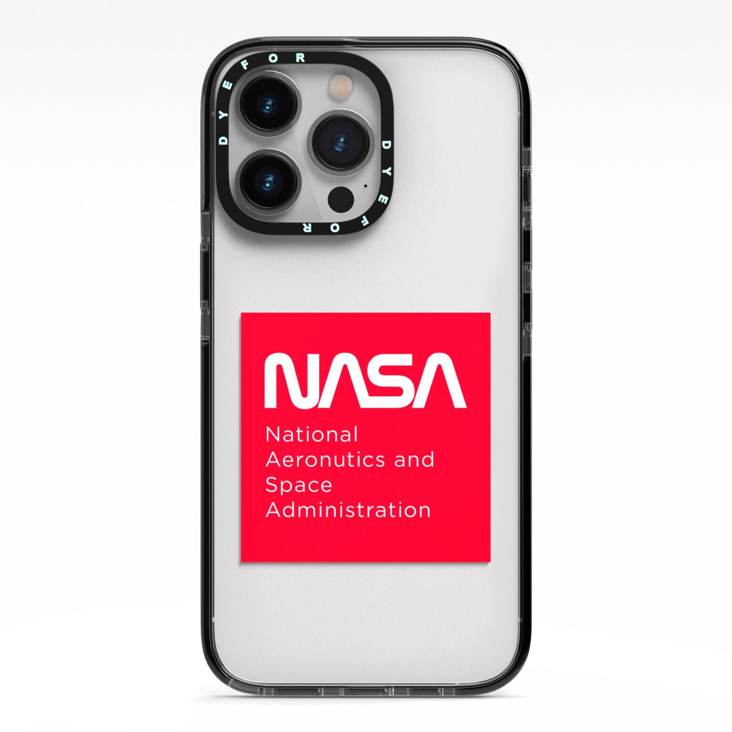 NASA The Worm Box iPhone 13 Pro Black Impact Case on Silver phone