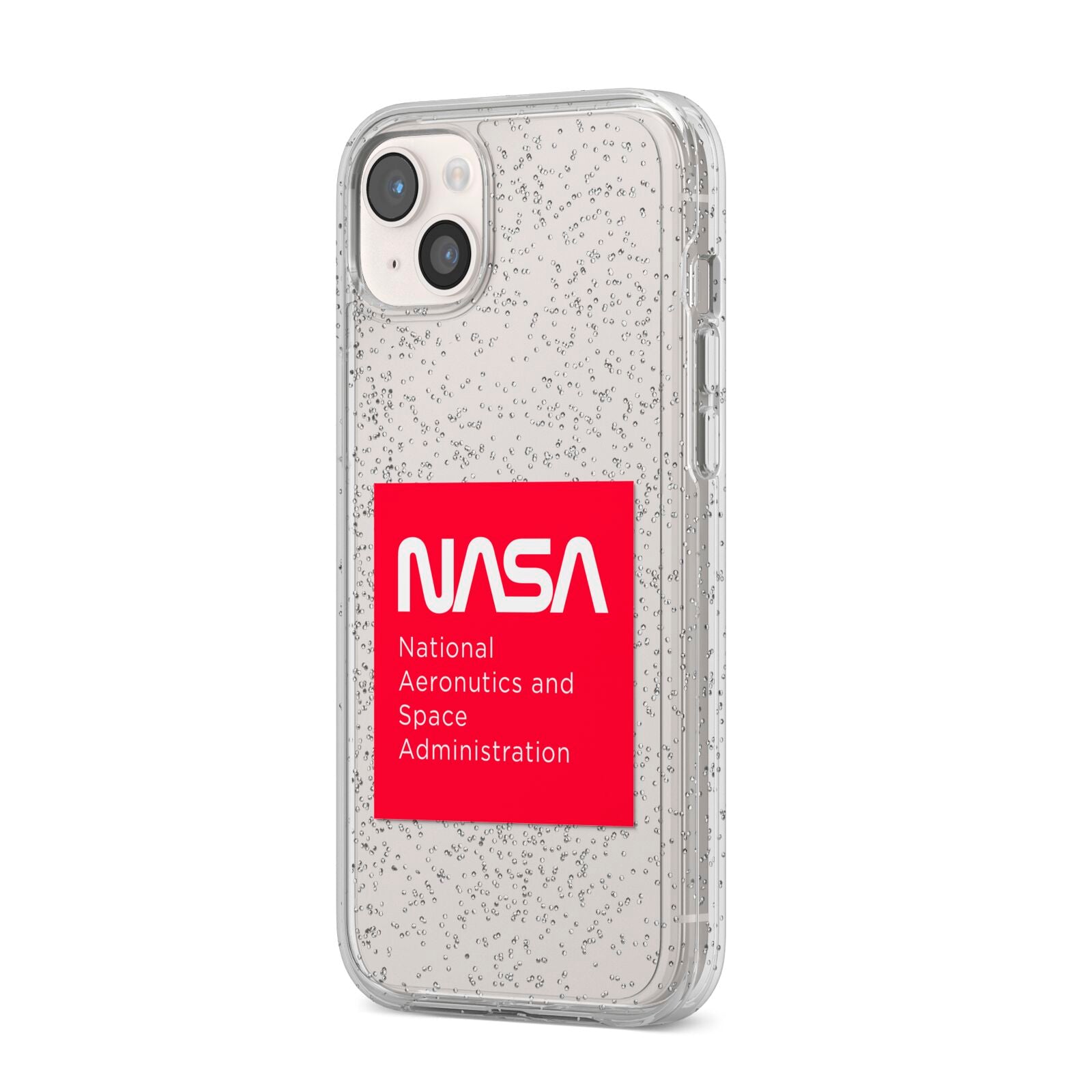 NASA The Worm Box iPhone 14 Plus Glitter Tough Case Starlight Angled Image