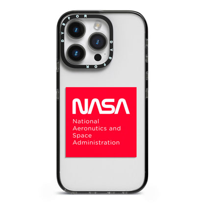 NASA The Worm Box iPhone 14 Pro Black Impact Case on Silver phone