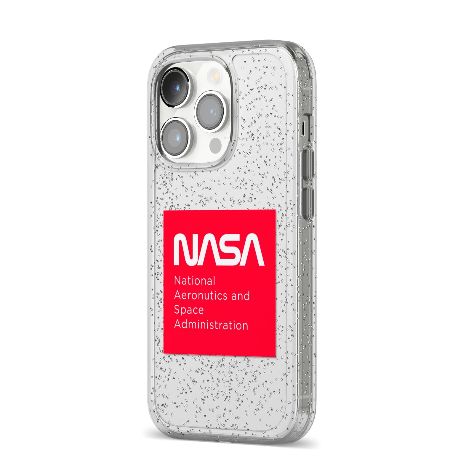 NASA The Worm Box iPhone 14 Pro Glitter Tough Case Silver Angled Image