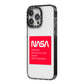NASA The Worm Box iPhone 14 Pro Max Black Impact Case Side Angle on Silver phone