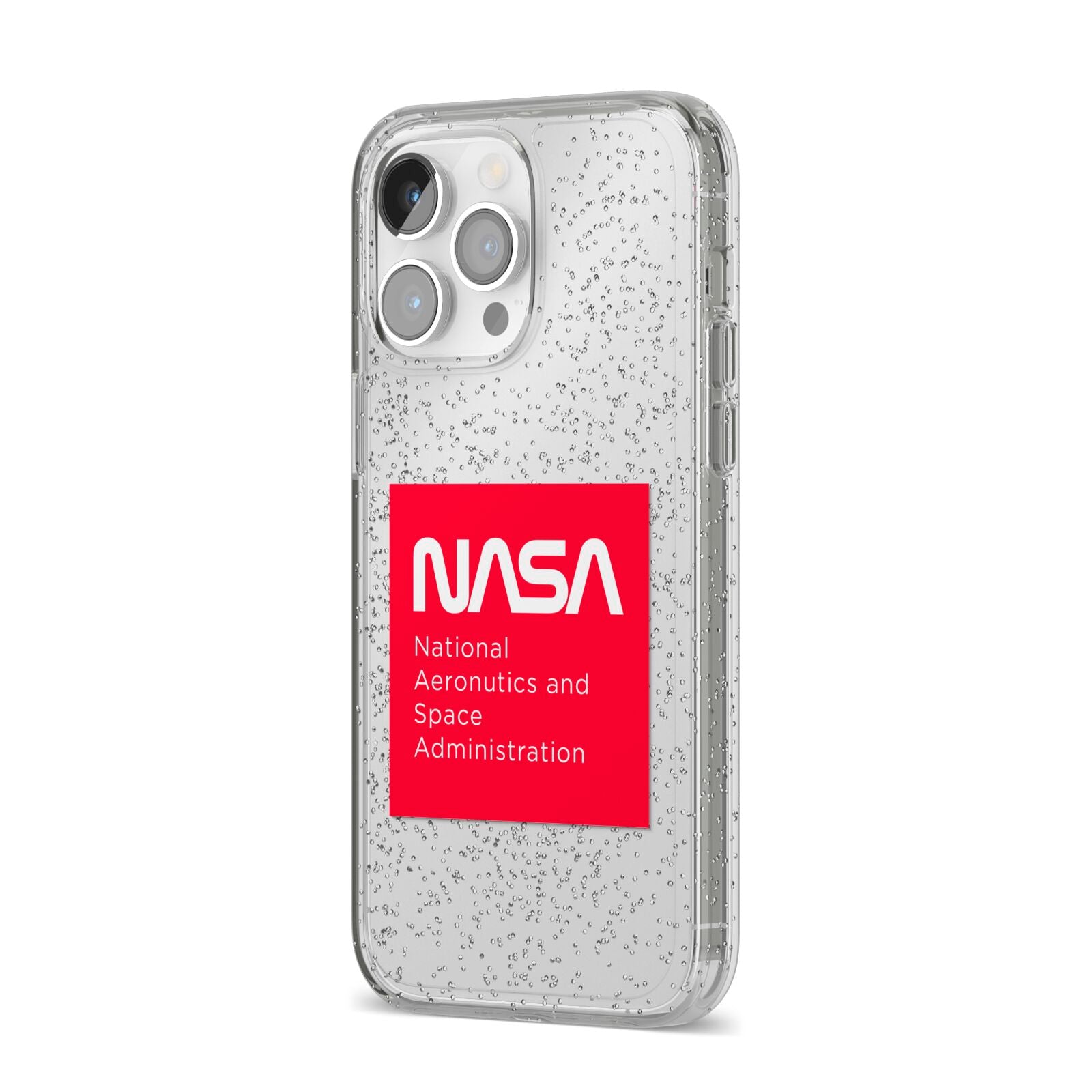 NASA The Worm Box iPhone 14 Pro Max Glitter Tough Case Silver Angled Image