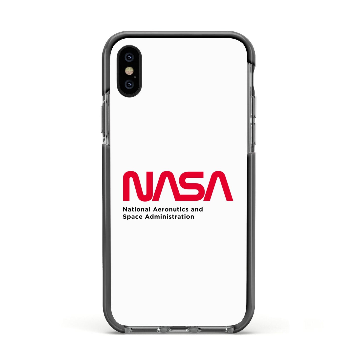 NASA The Worm Logo Apple iPhone Xs Impact Case Black Edge on Black Phone