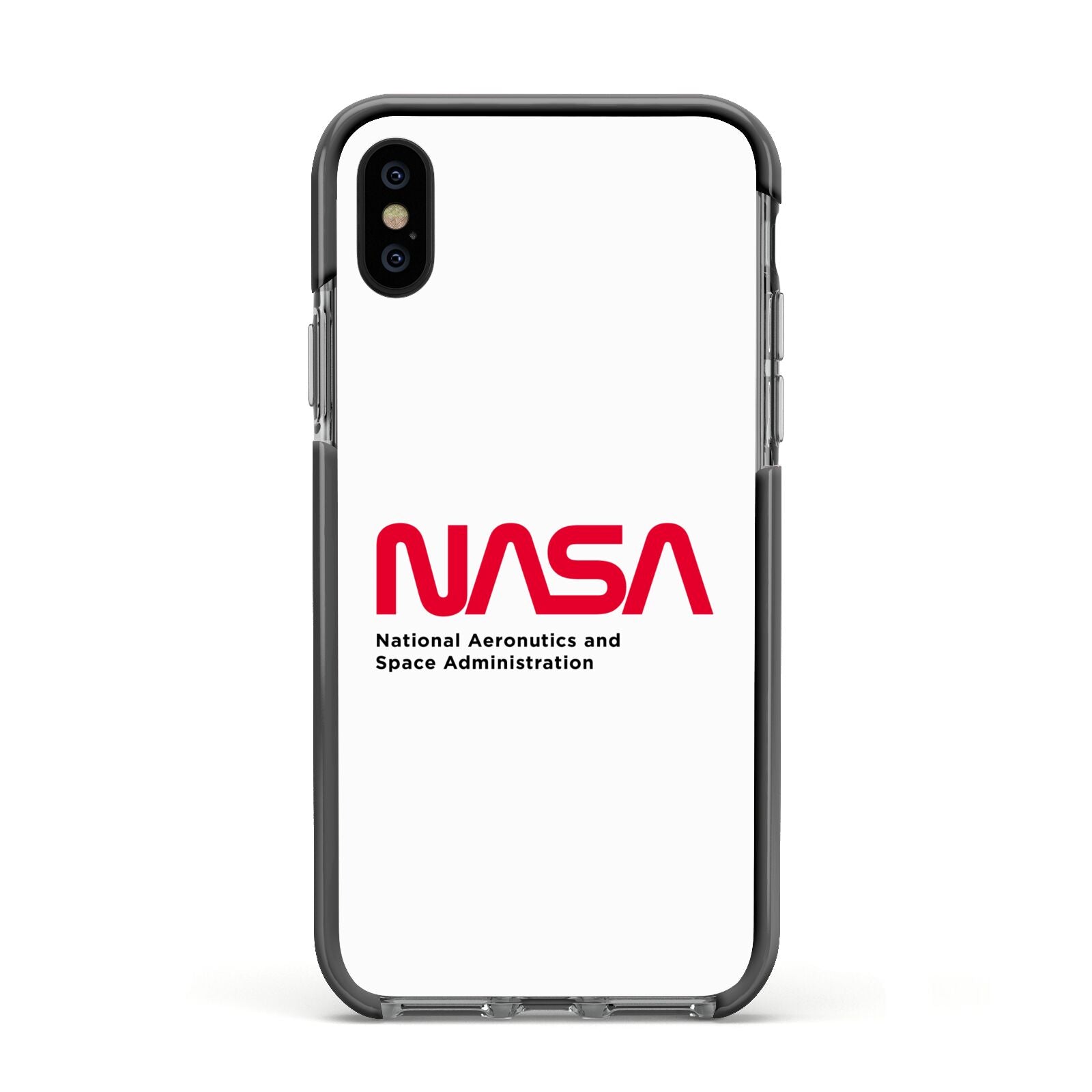 NASA The Worm Logo Apple iPhone Xs Impact Case Black Edge on Black Phone