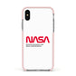 NASA The Worm Logo Apple iPhone Xs Impact Case Pink Edge on Silver Phone