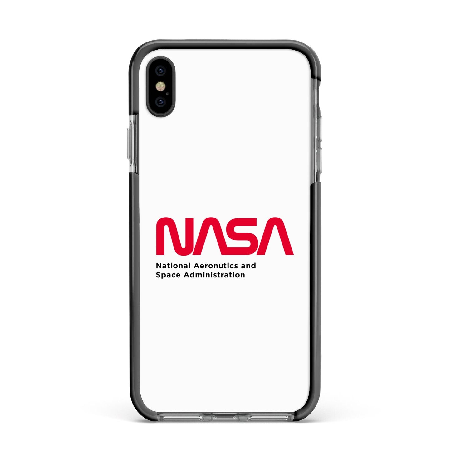 NASA The Worm Logo Apple iPhone Xs Max Impact Case Black Edge on Black Phone