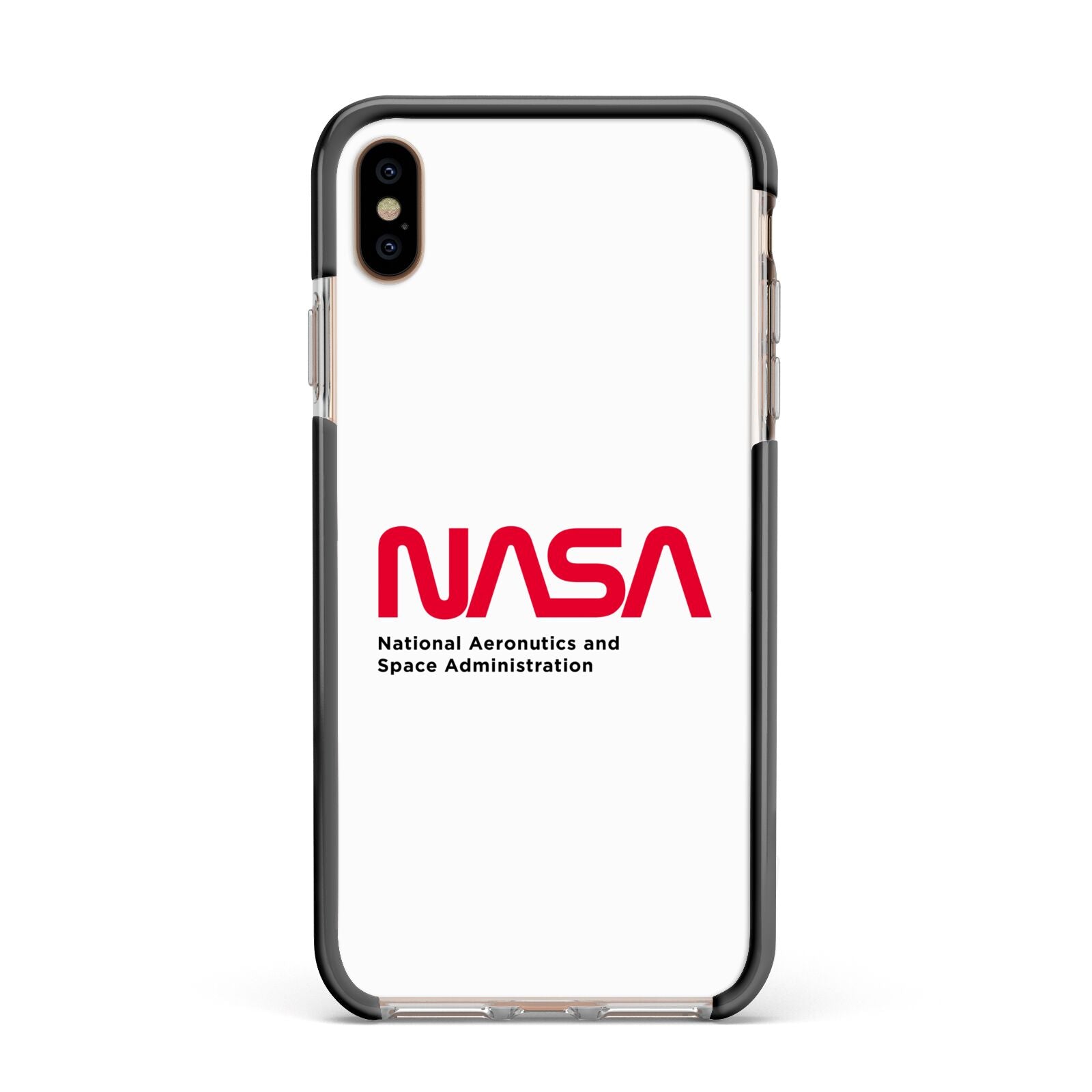 NASA The Worm Logo Apple iPhone Xs Max Impact Case Black Edge on Gold Phone
