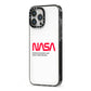 NASA The Worm Logo iPhone 13 Pro Max Black Impact Case Side Angle on Silver phone
