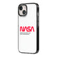NASA The Worm Logo iPhone 14 Black Impact Case Side Angle on Silver phone