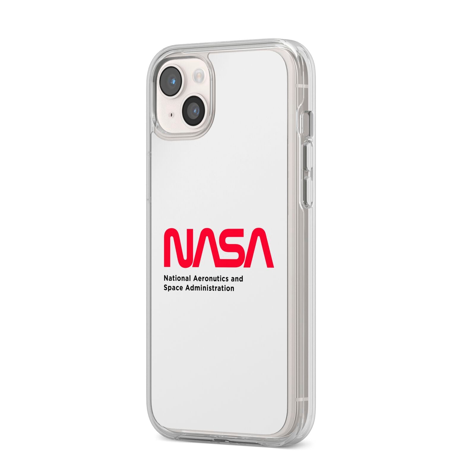 NASA The Worm Logo iPhone 14 Plus Clear Tough Case Starlight Angled Image