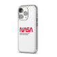 NASA The Worm Logo iPhone 14 Pro Clear Tough Case Silver Angled Image
