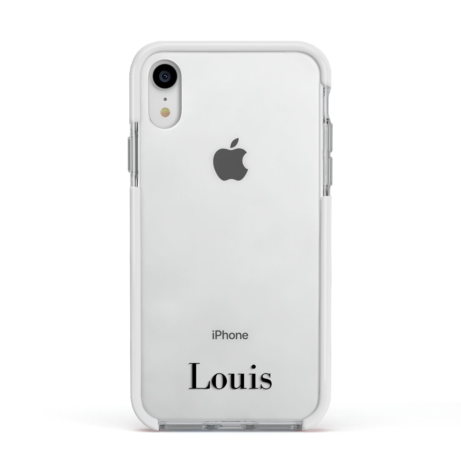 Name Apple iPhone XR Impact Case White Edge on Silver Phone