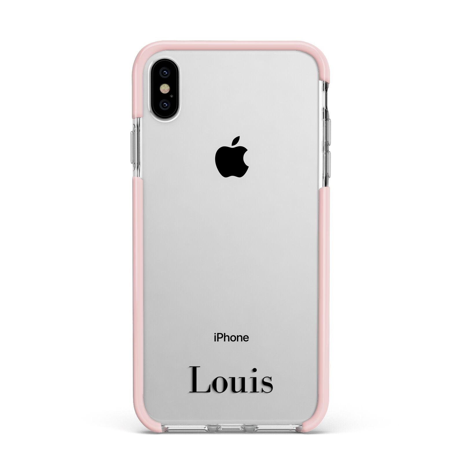 Name Apple iPhone Xs Max Impact Case Pink Edge on Silver Phone