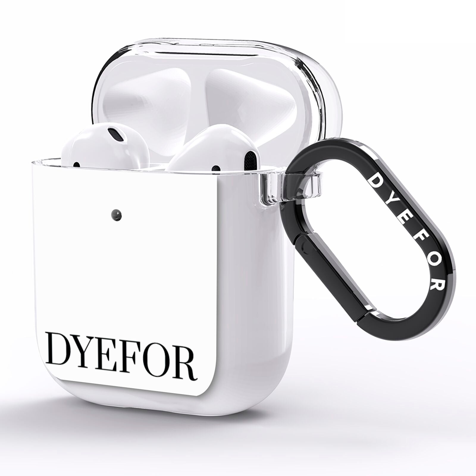 Name Personalised White AirPods Clear Case Side Image