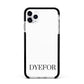 Name Personalised White Apple iPhone 11 Pro Max in Silver with Black Impact Case