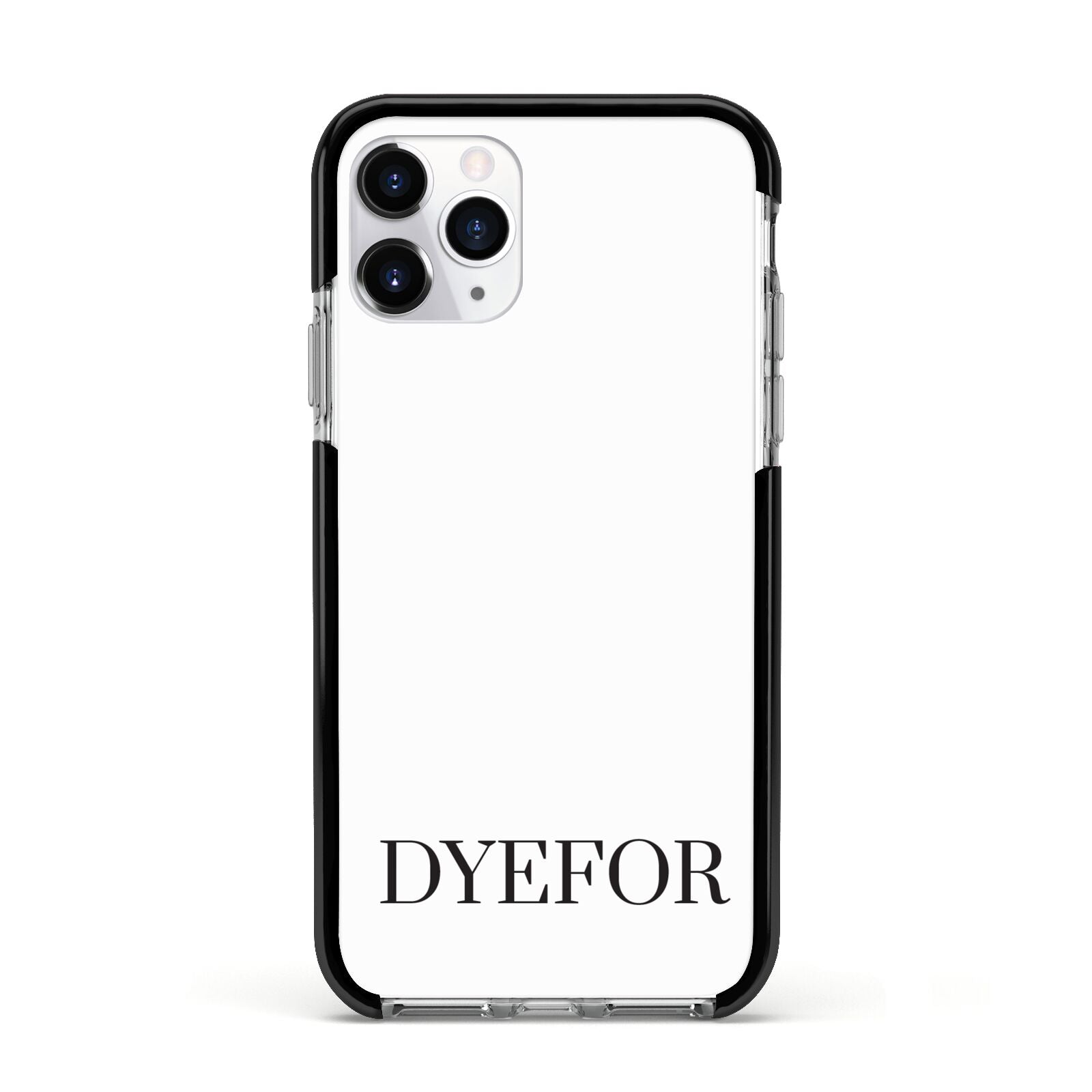 Name Personalised White Apple iPhone 11 Pro in Silver with Black Impact Case