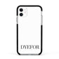 Name Personalised White Apple iPhone 11 in White with Black Impact Case