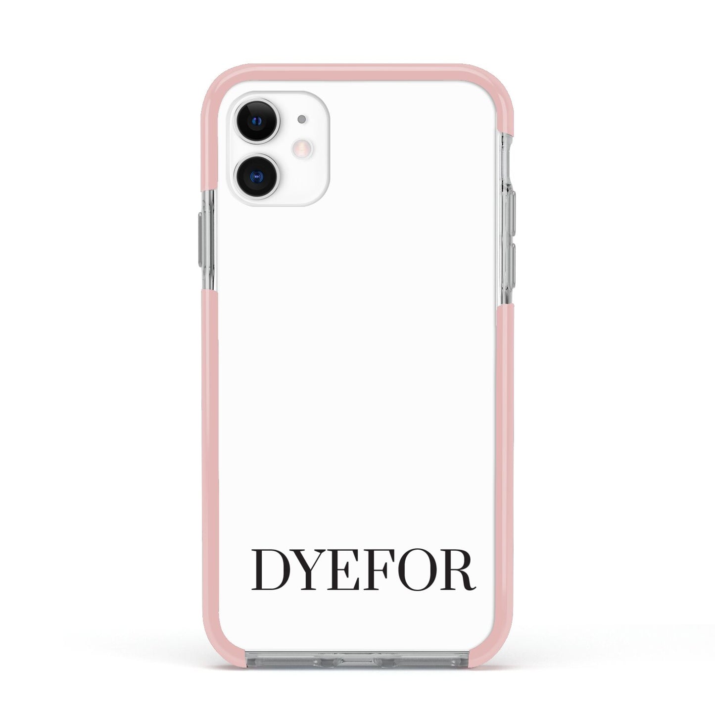 Name Personalised White Apple iPhone 11 in White with Pink Impact Case