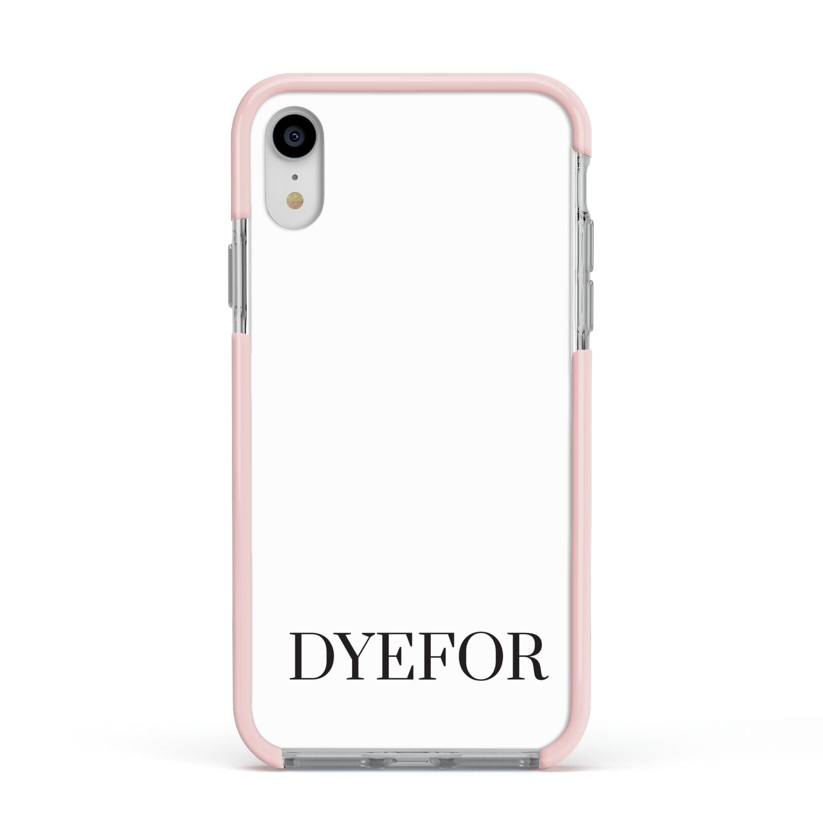 Name Personalised White Apple iPhone XR Impact Case Pink Edge on Silver Phone