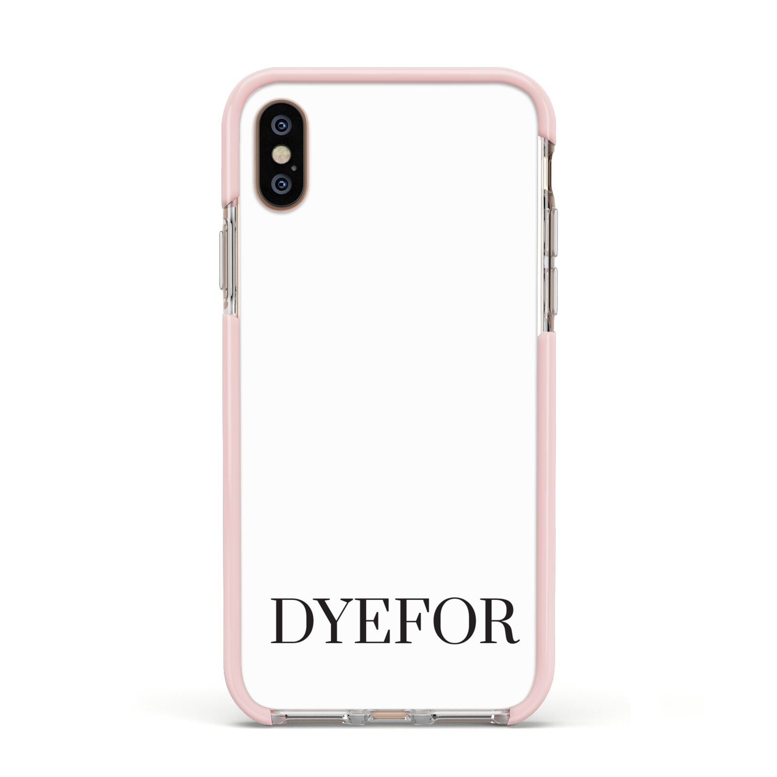 Name Personalised White Apple iPhone Xs Impact Case Pink Edge on Gold Phone