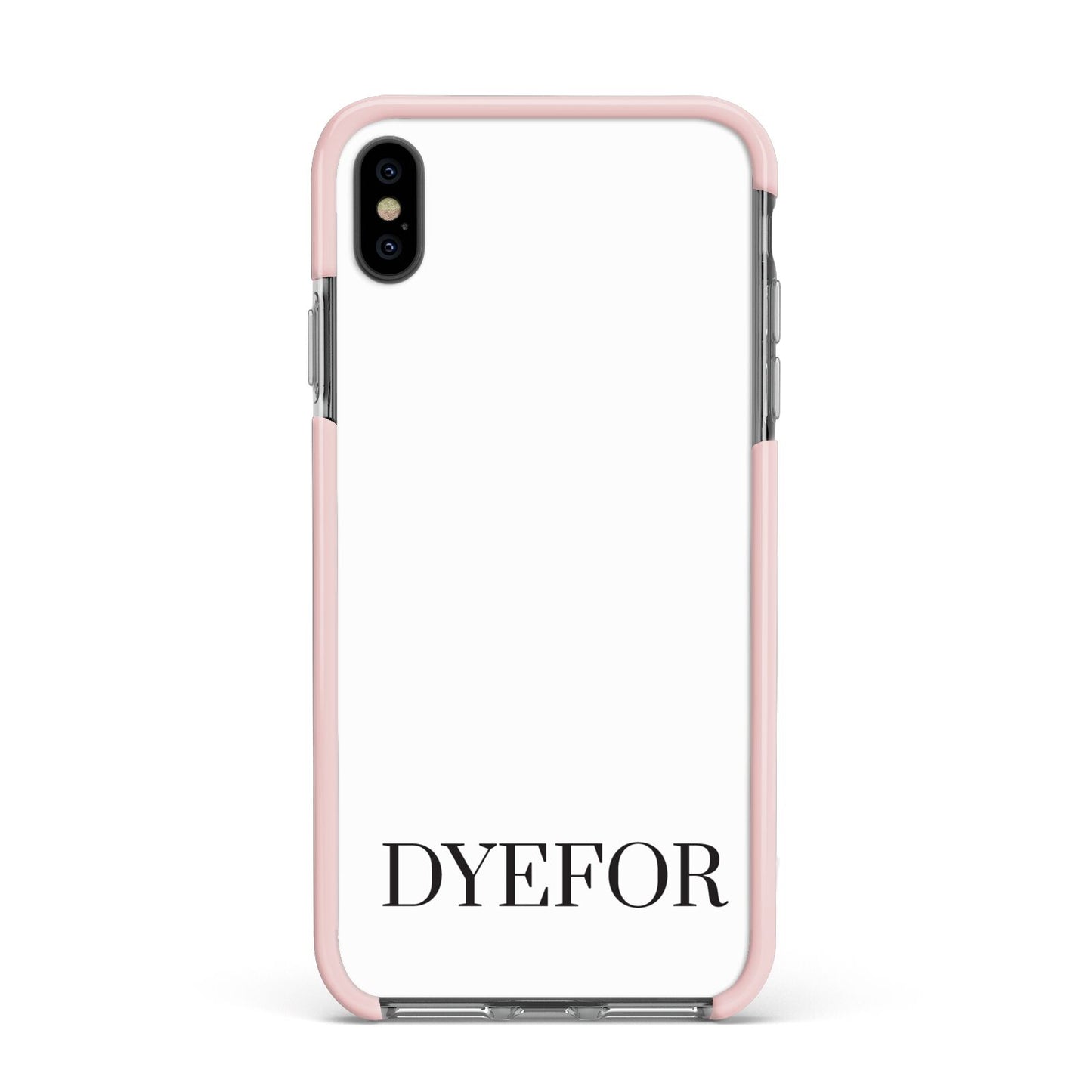 Name Personalised White Apple iPhone Xs Max Impact Case Pink Edge on Black Phone