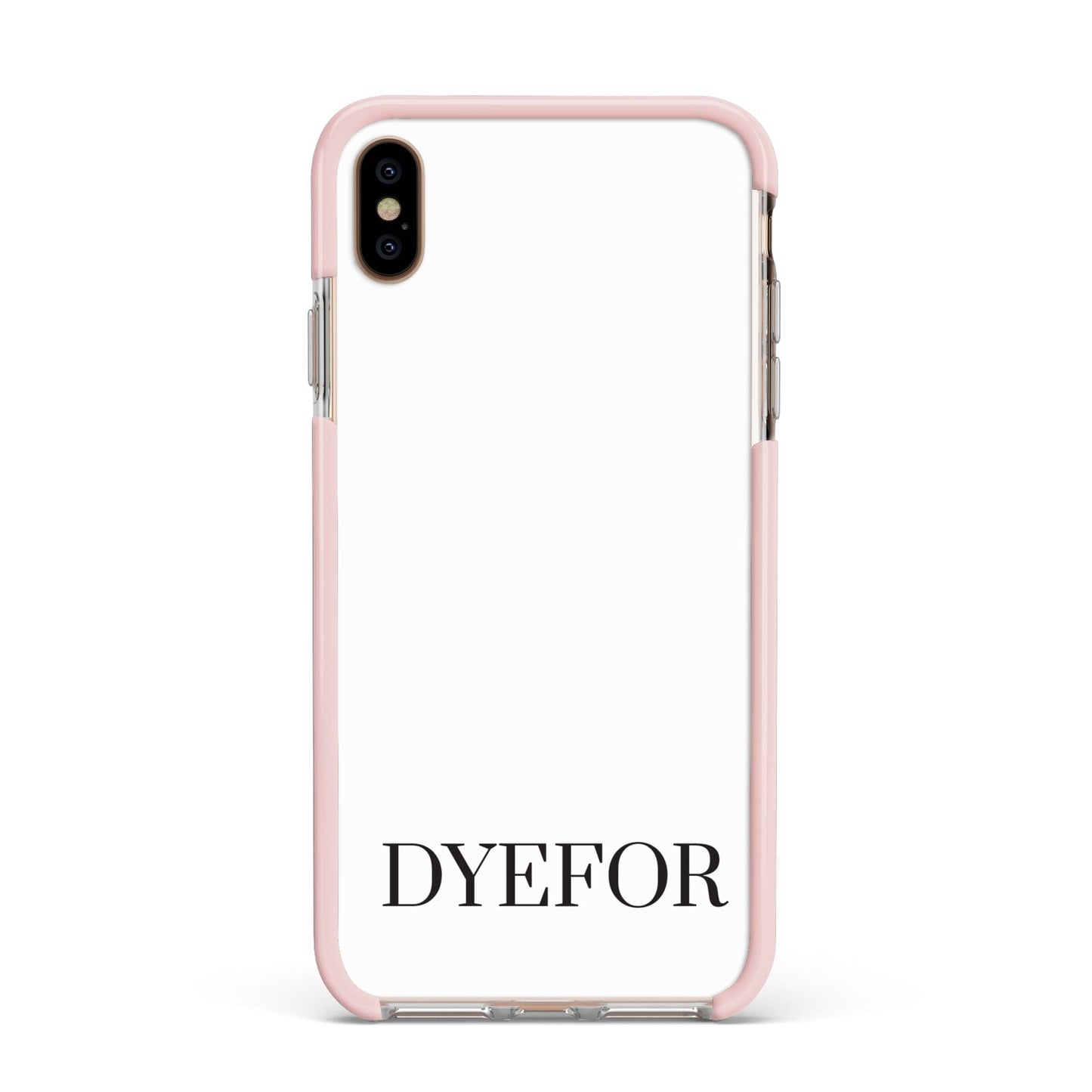 Name Personalised White Apple iPhone Xs Max Impact Case Pink Edge on Gold Phone