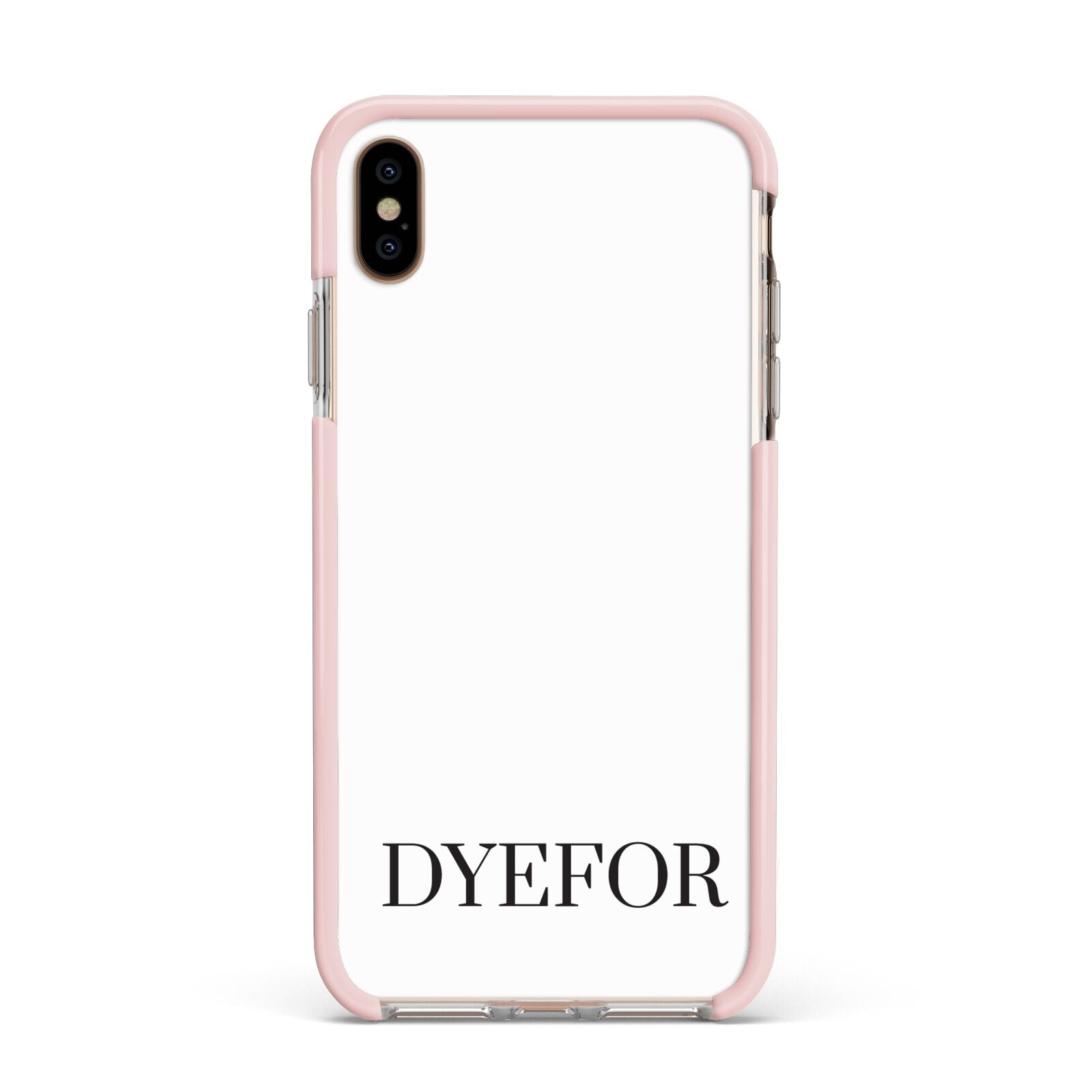 Name Personalised White Apple iPhone Xs Max Impact Case Pink Edge on Gold Phone