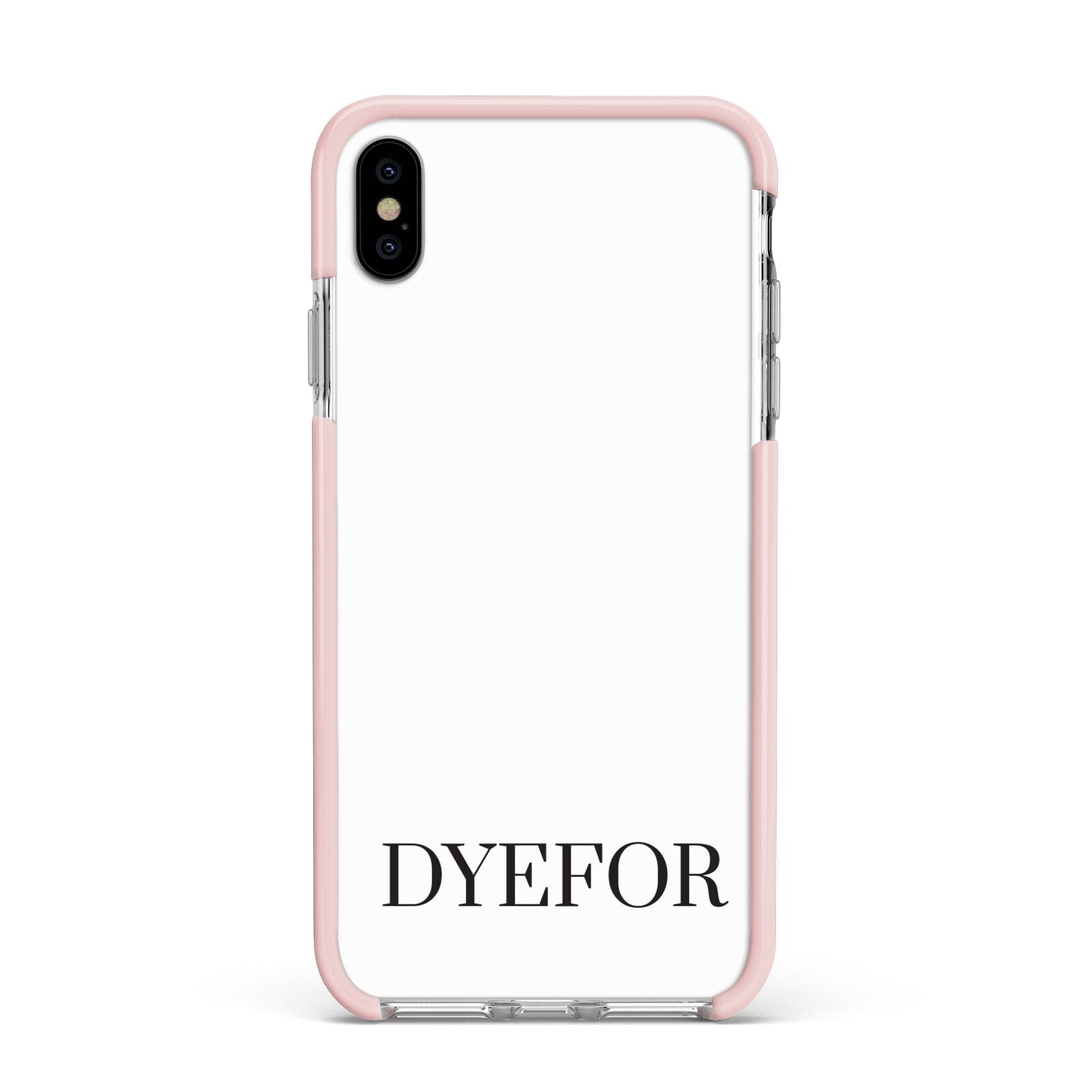 Name Personalised White Apple iPhone Xs Max Impact Case Pink Edge on Silver Phone