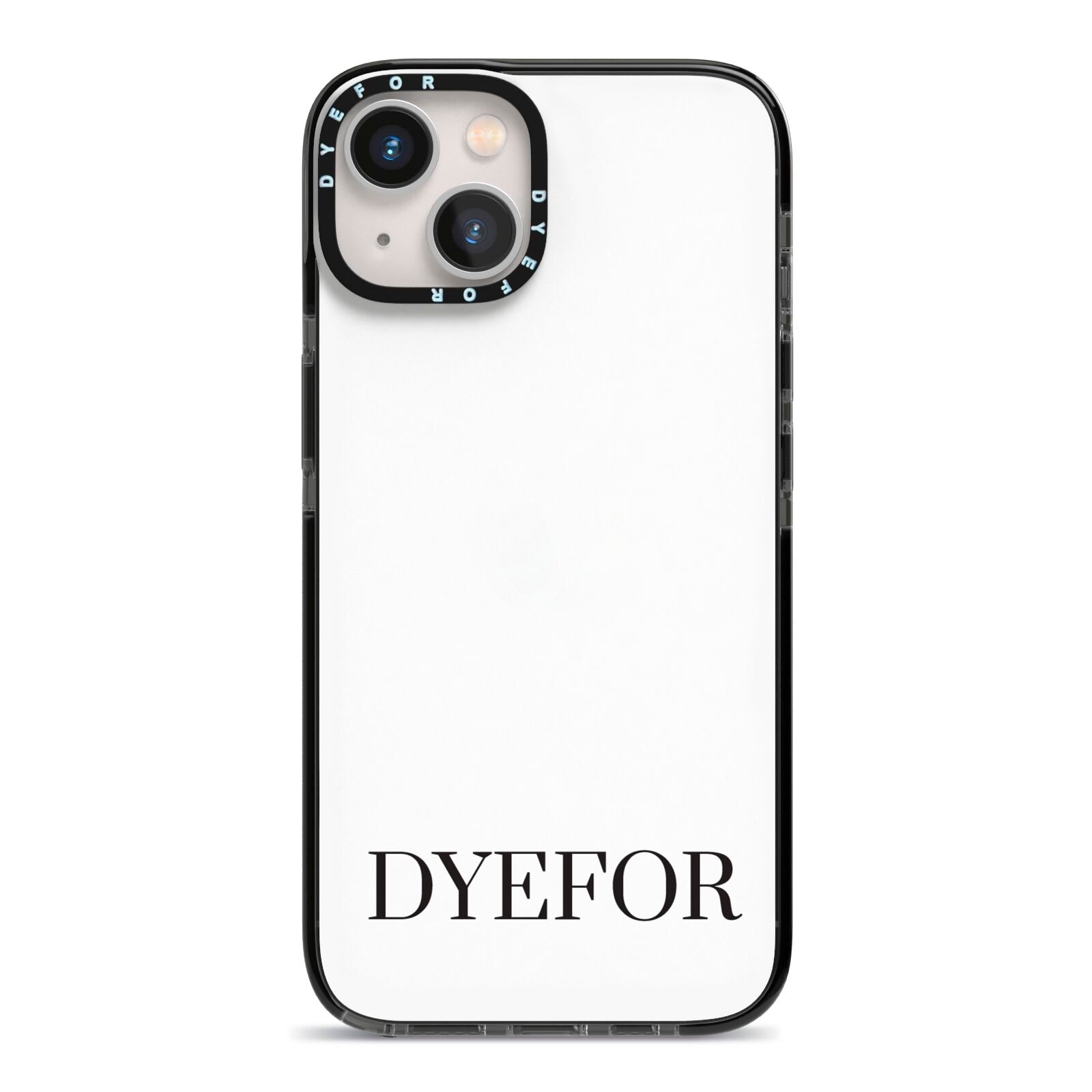 Name Personalised White iPhone 13 Black Impact Case on Silver phone