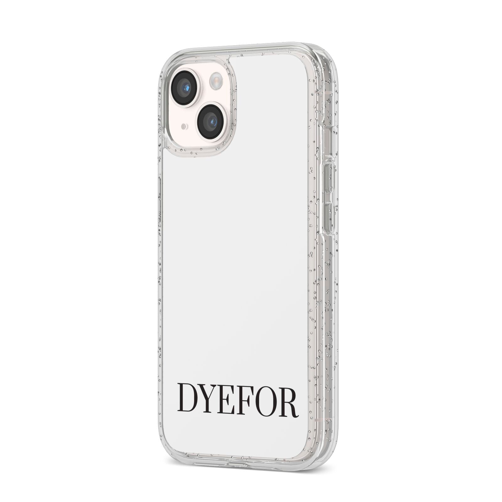 Name Personalised White iPhone 14 Glitter Tough Case Starlight Angled Image
