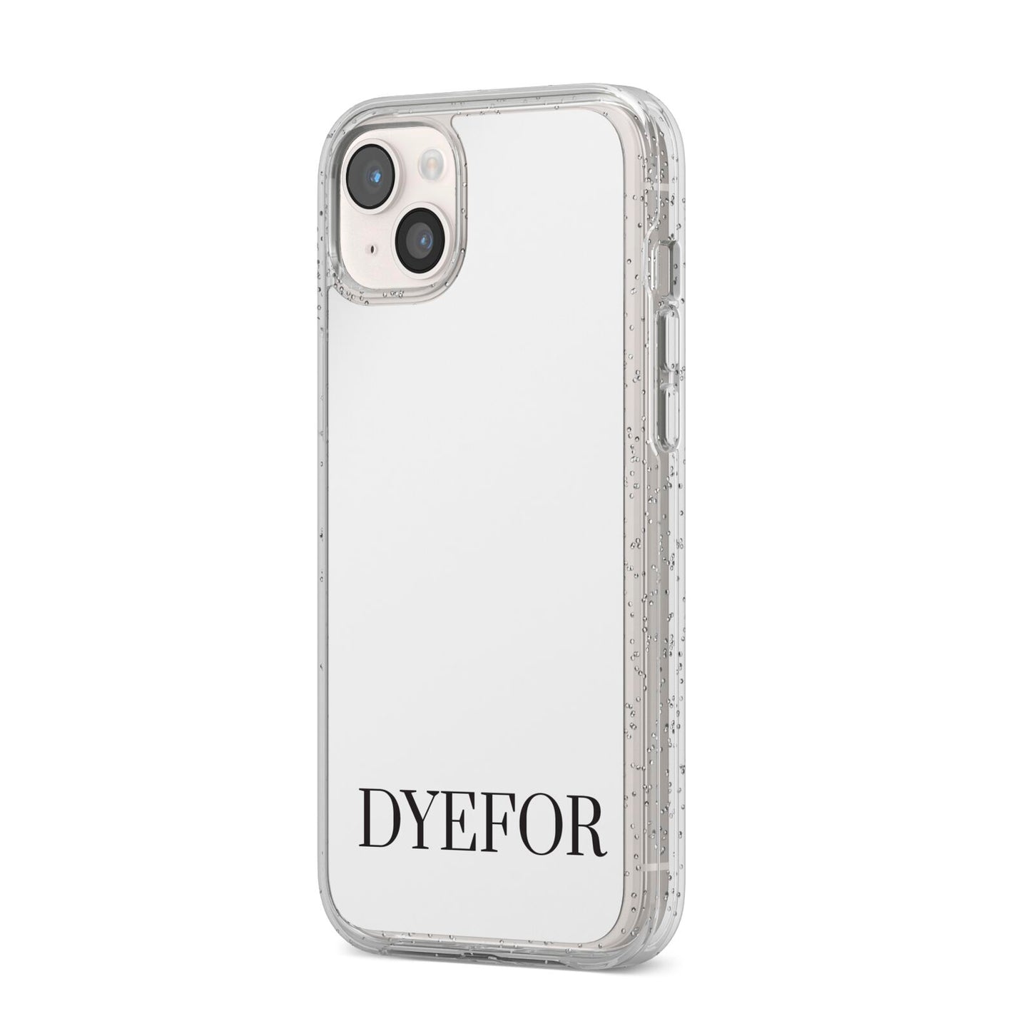 Name Personalised White iPhone 14 Plus Glitter Tough Case Starlight Angled Image