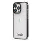 Name iPhone 13 Pro Black Impact Case Side Angle on Silver phone